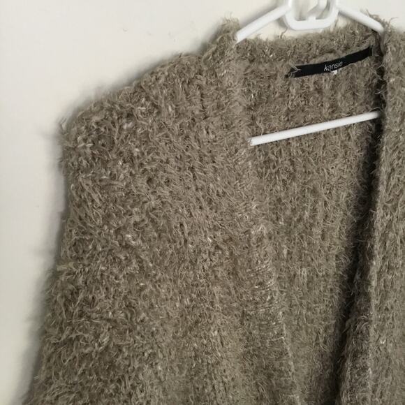 Kensie Eyelash Fuzzy Sweater Open Front Cardigan L - Picture 3 of 6